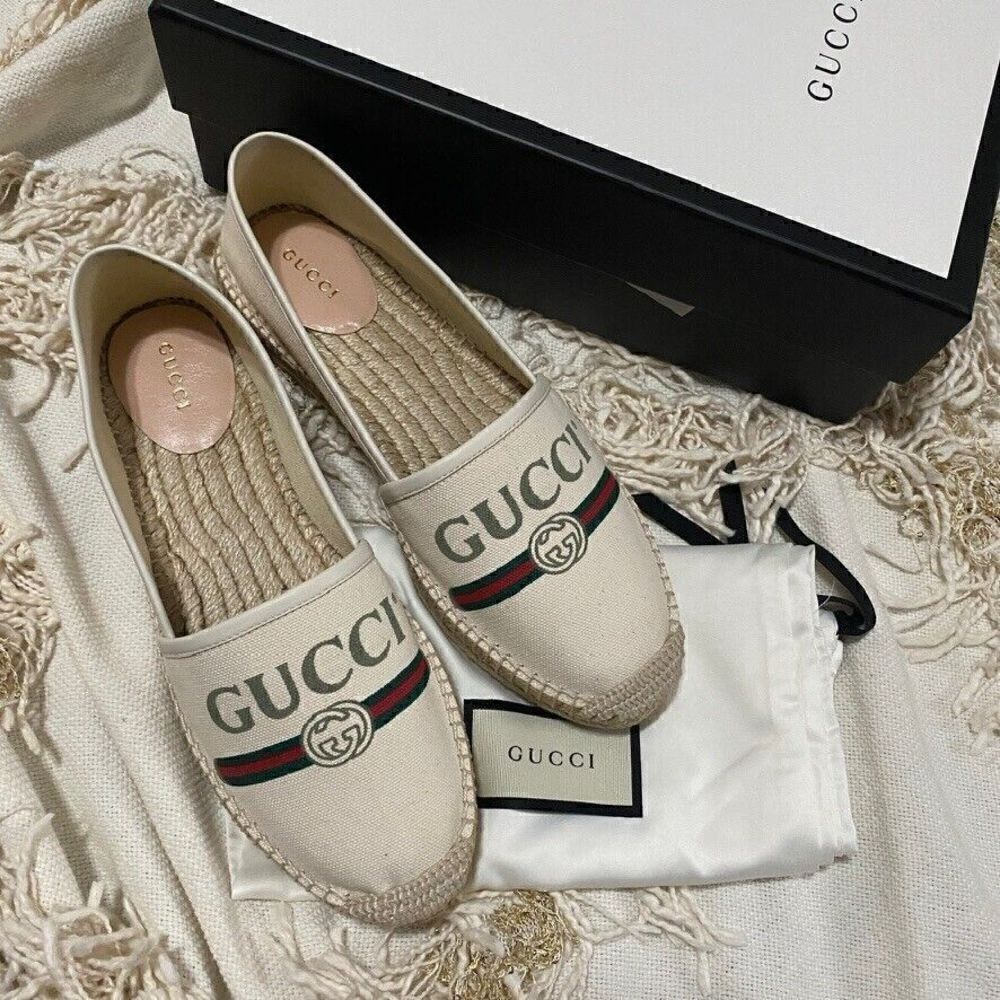 Gucci Logo Canvas Espadrilles Off-White EU 39.5 NEW - Picture 13 of 13